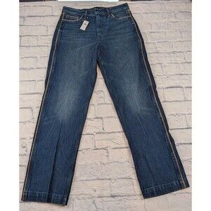 Womens Banana Republic Jeans 29 High Rise Straight Leg Roper Y2K Pinstripe